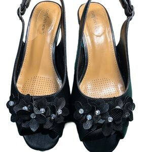 Comfortview Black Floral Heels